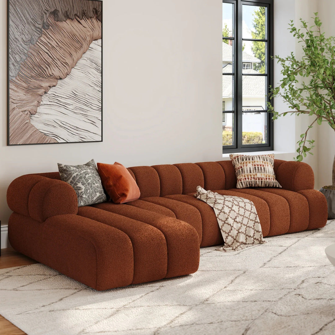 Modern Boucle L Shaped Sofa 