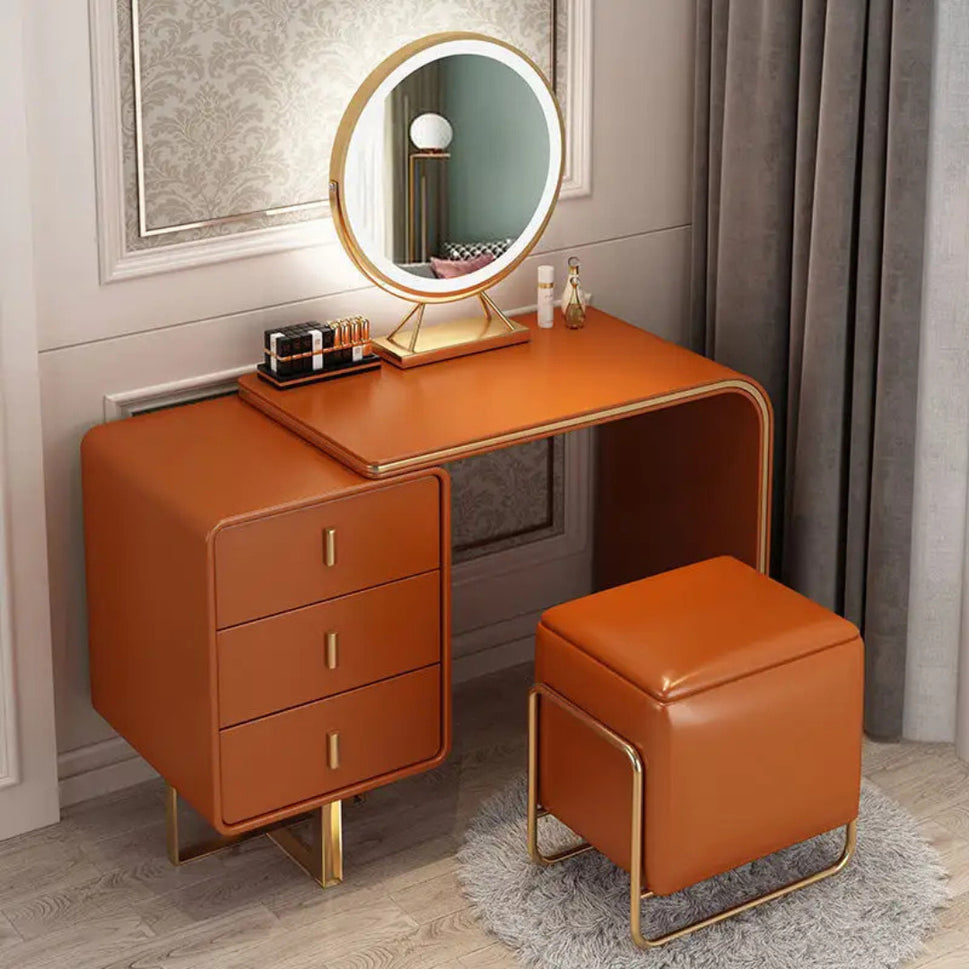 Ela Makeup VanityVanity + Mirror + Stool / Orange / Facing Left Drawers