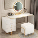 Ela Makeup VanityVanity + Mirror + Stool / White / Facing Left Drawers