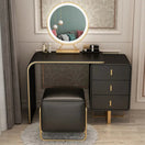 Ela Makeup VanityVanity + Mirror + Stool / Black / Facing Right Drawers