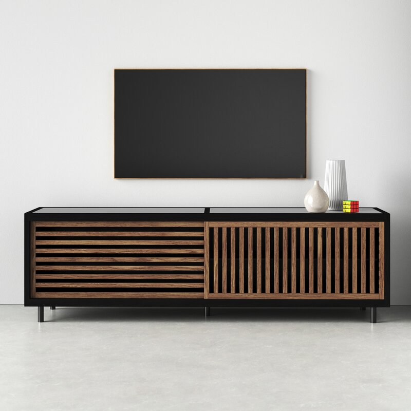 wooden tv stand in black