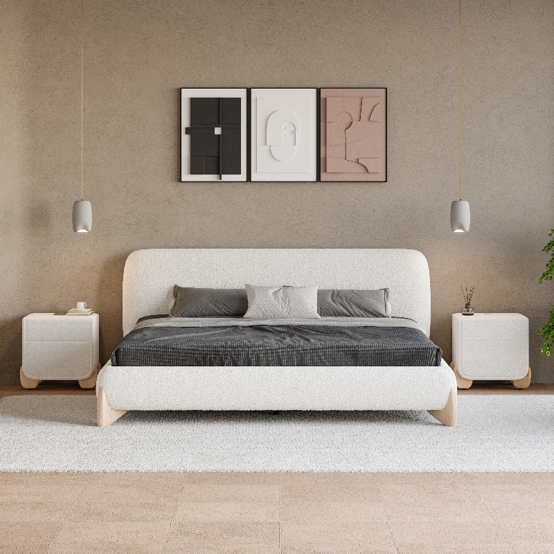 Fay Bedroom SetFull Set (King Bed + 2 Nightstands) / Natural