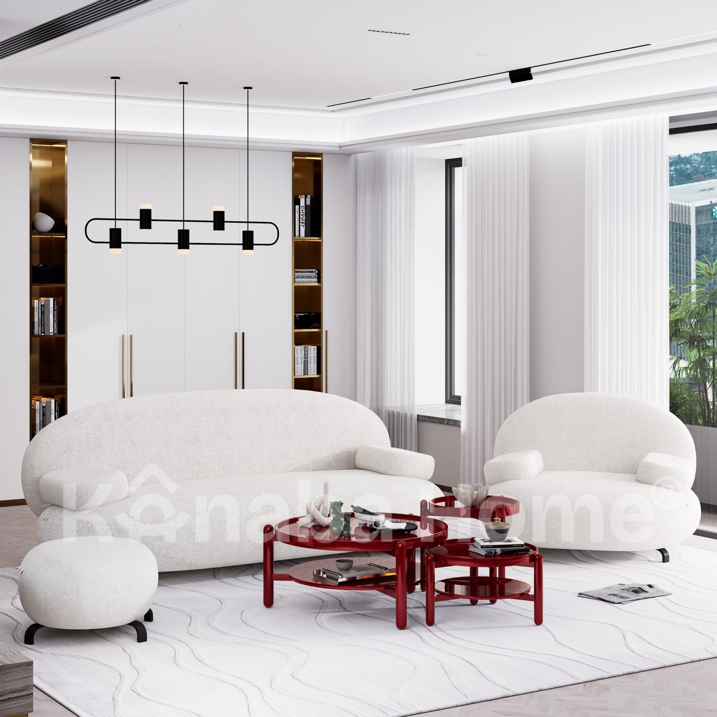 White Boucle Sofa Set