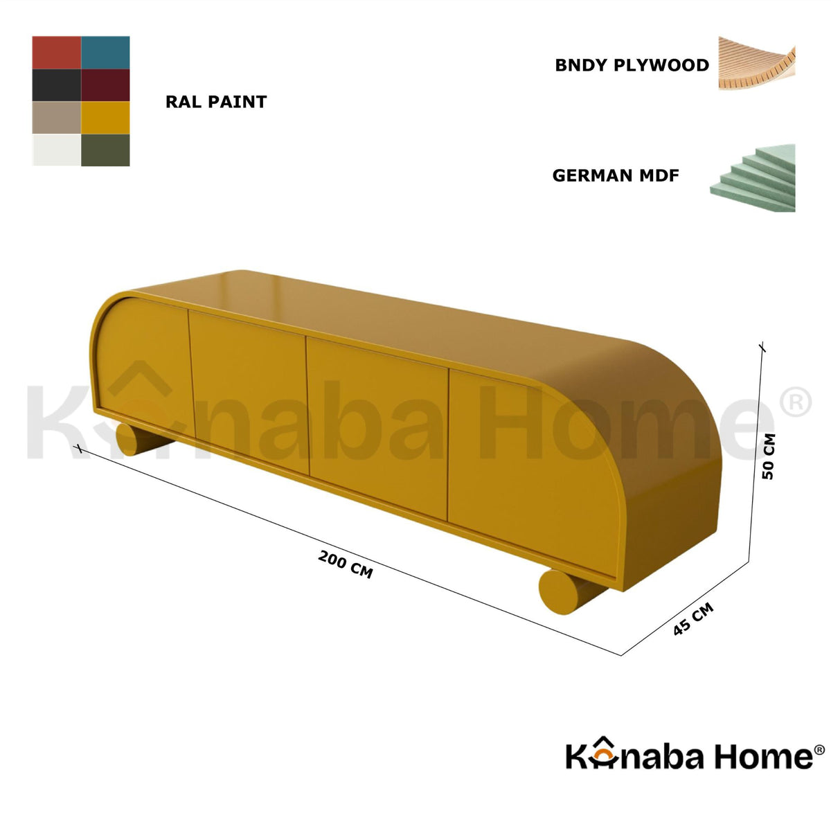 Halcyon Tv Unit-Bendy plywood & German MDF wood-Retro inspired Design-Kanaba Home