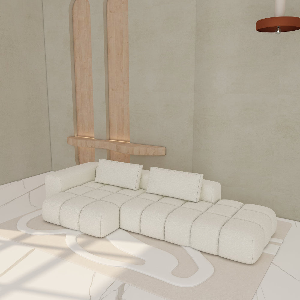 Premium White L-Shaped Sofa 