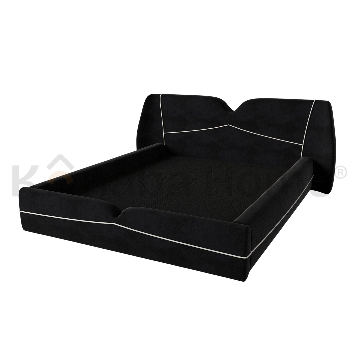 Impereo Bed- Solid wood construction-  Velvet fabric  Upholstery-  Kanaba Home