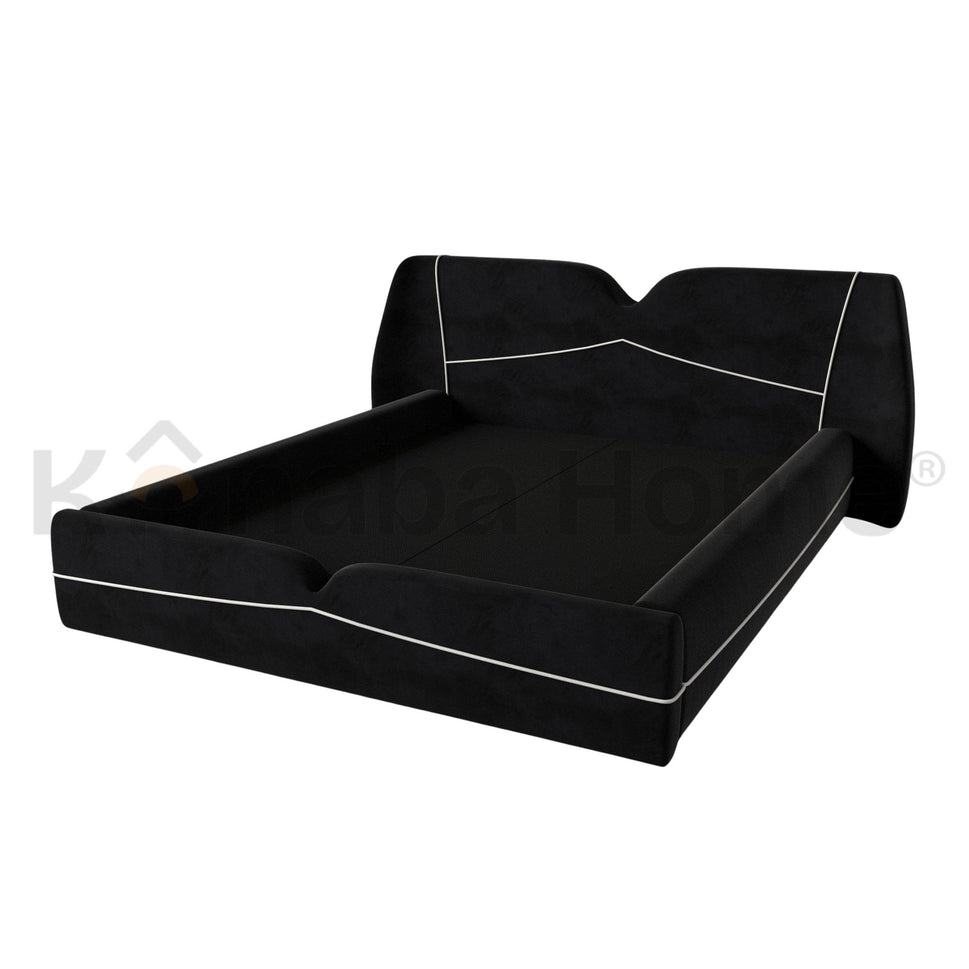 Impereo BedQueen Size Mattress: 160x200 cm: Overall Dimensions: W 214 × L 227 × H 100 cm / BLACK ST (1184-138)