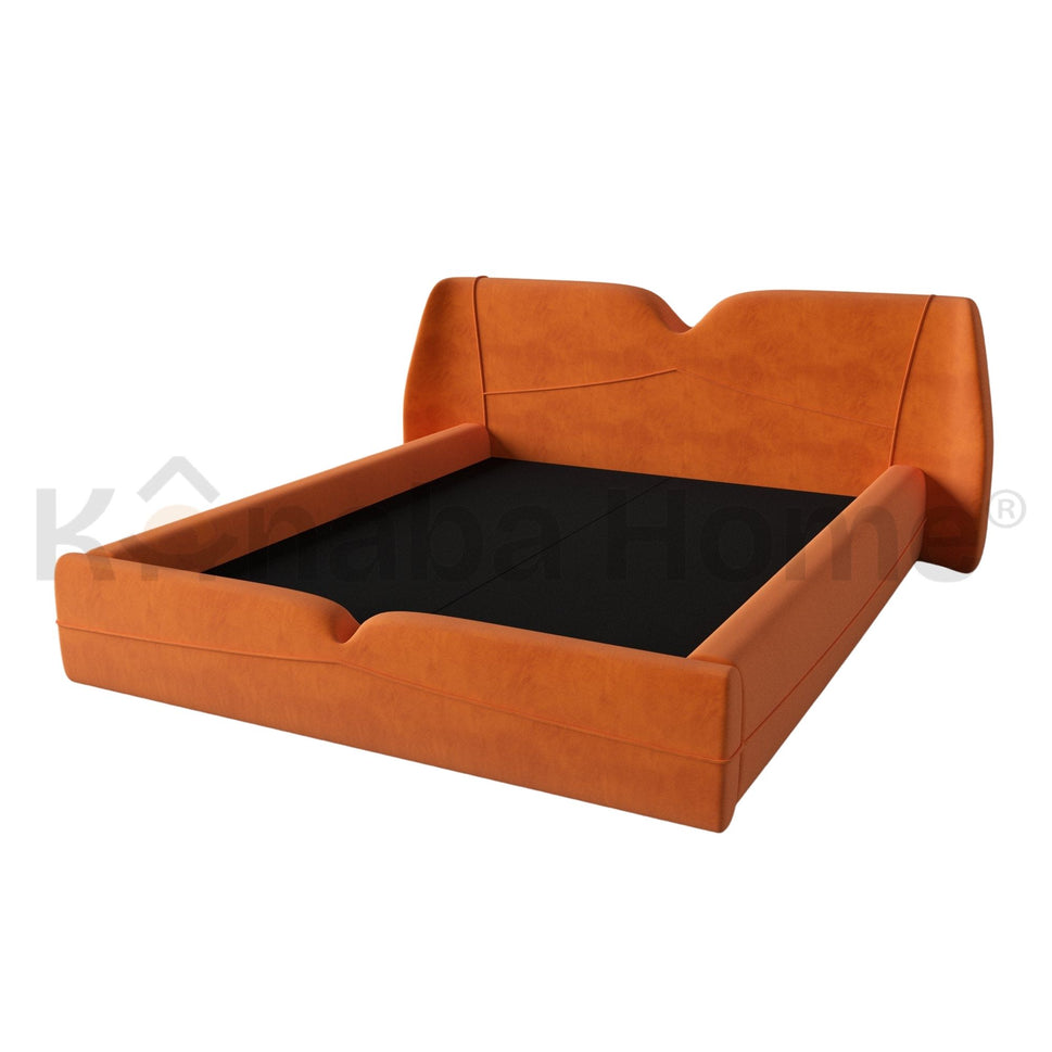 Impereo BedQueen Size Mattress: 160x200 cm: Overall Dimensions: W 214 × L 227 × H 100 cm / BURNT ORANGE ST (1184-145)