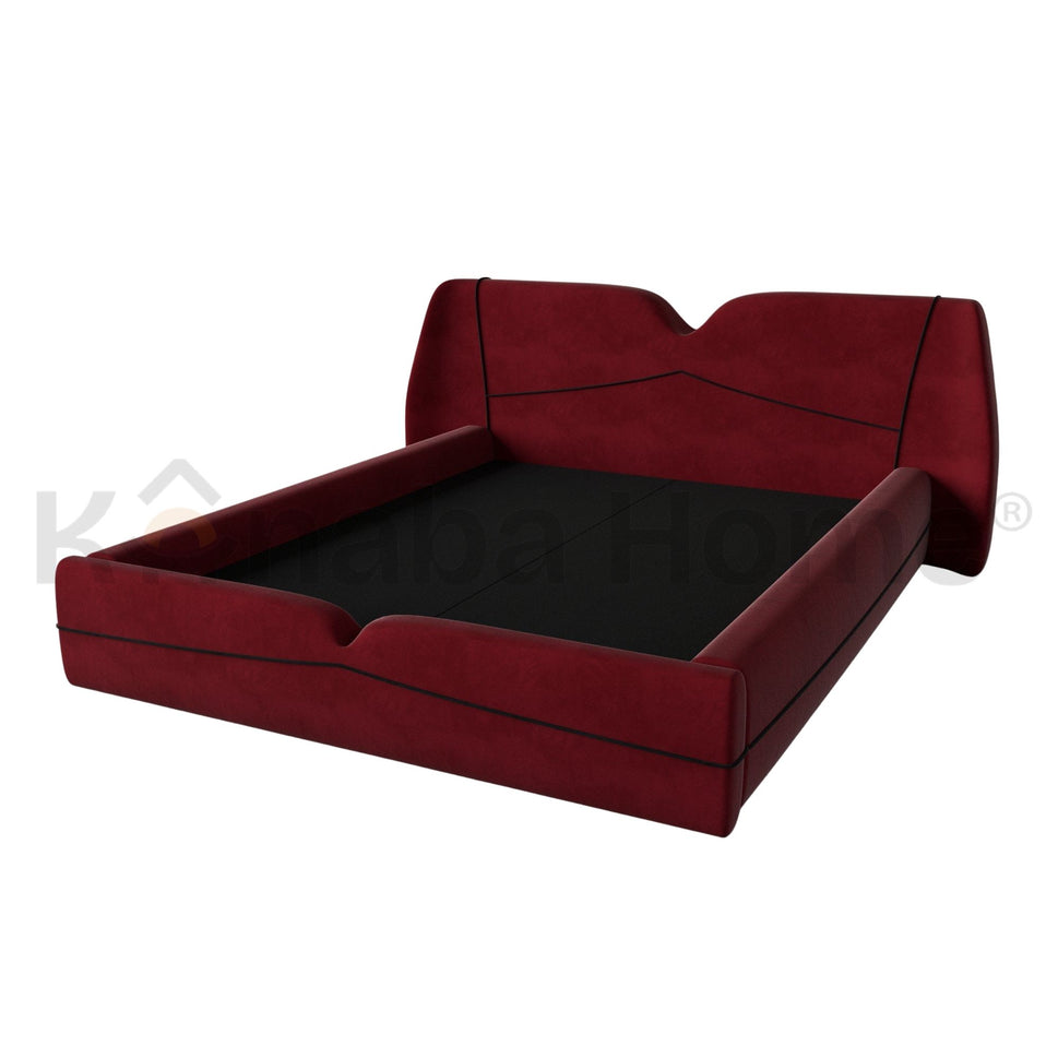 Impereo BedQueen Size Mattress: 160x200 cm: Overall Dimensions: W 214 × L 227 × H 100 cm / WINE RED ST (1184-171)