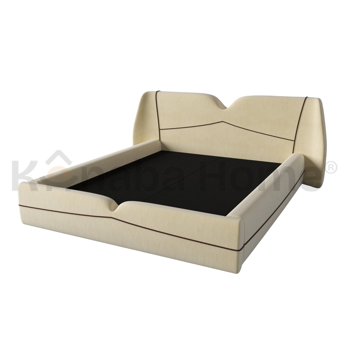 Impereo Bed- Solid wood construction-  Velvet fabric  Upholstery-  Kanaba Home