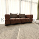 Switch Brown sofa 2 seater with patterned cushions 1 image
