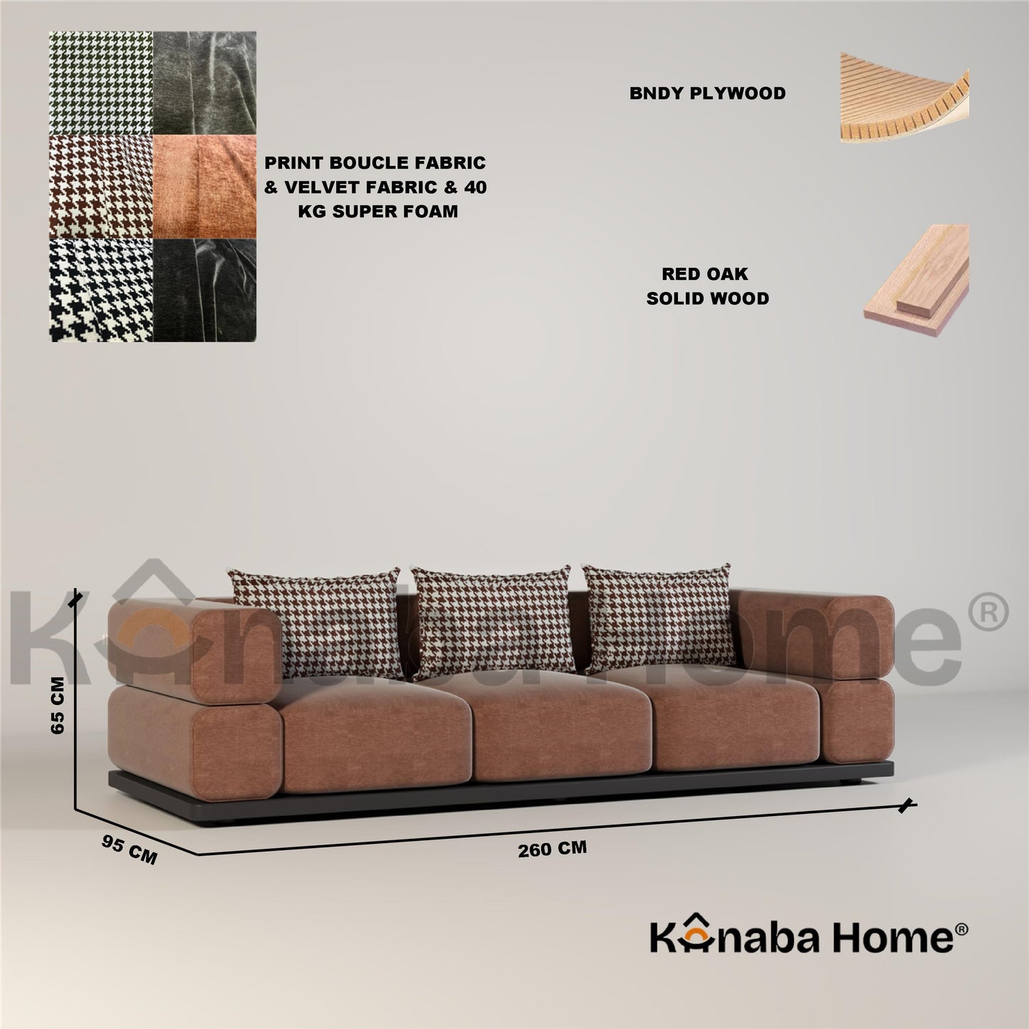 brown 3 seater sofa dimensions and materials