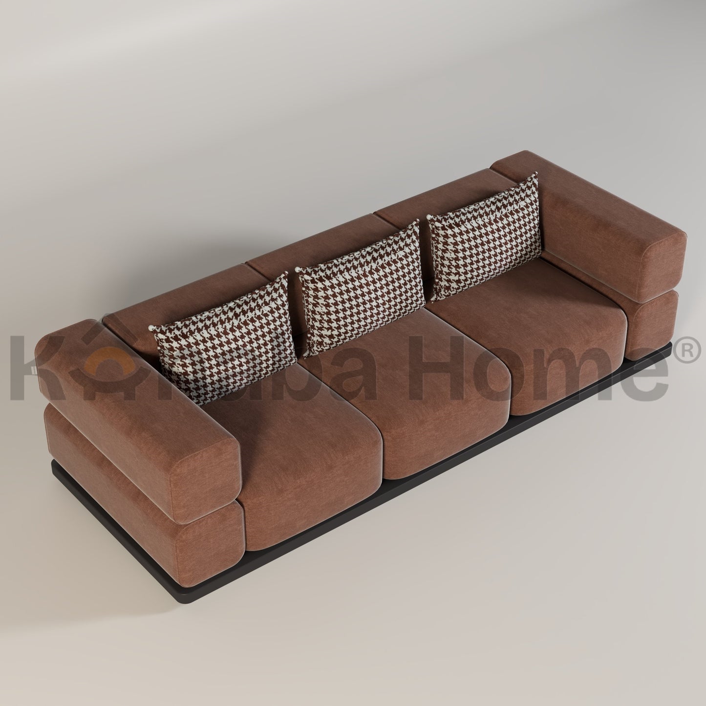 brown and white textured pillows and 3 seater sofa