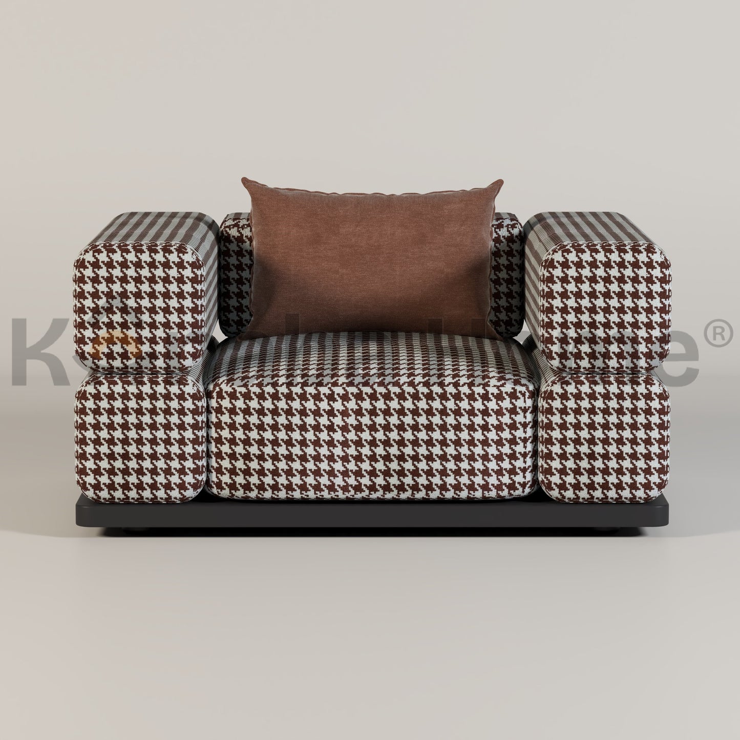 Brown and white armchair with brown cusion