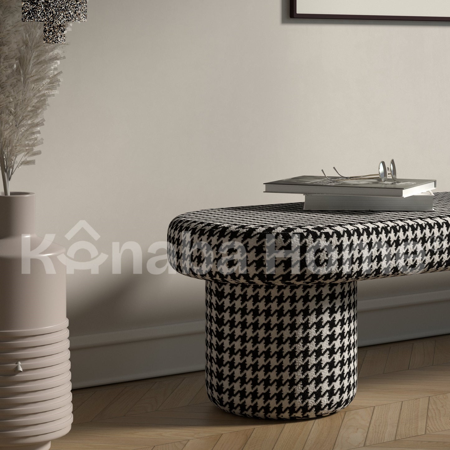 boucle fabric entryway bench