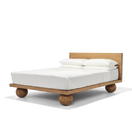 Keily BedQueen Bed: Mattress Size 160 x 200 cm | Overall W 210 x L 170 x H 35 cm | Headboard L 170 x D 10 x H 110 cm / Light Walnut