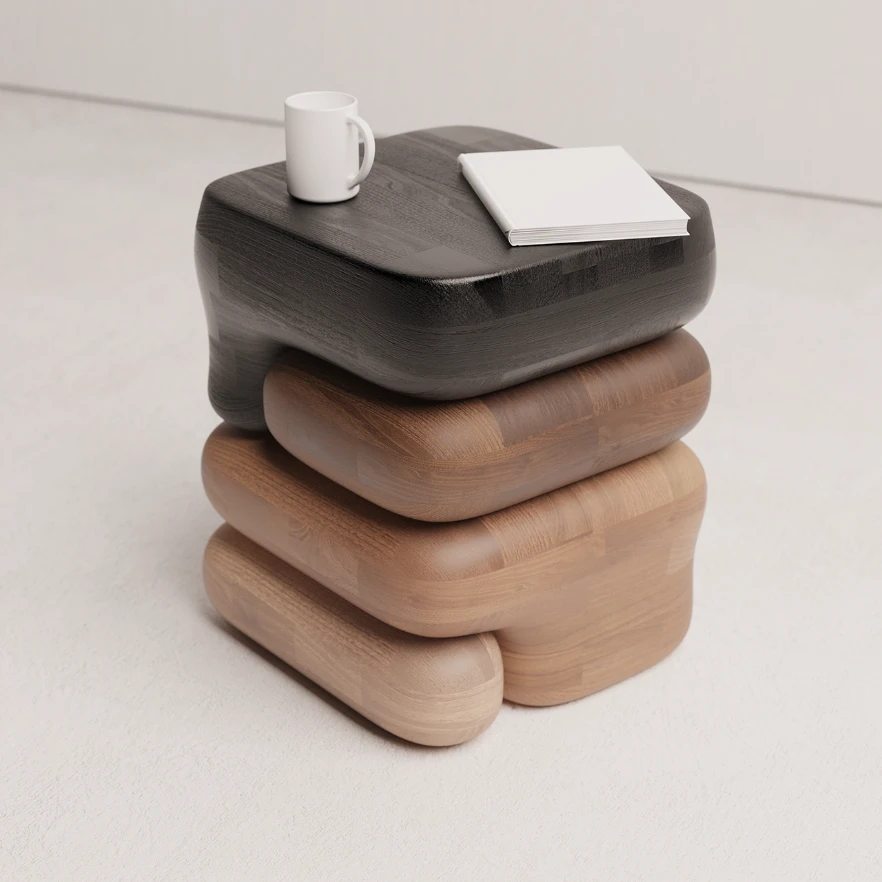 Square Side Table with black wood top 