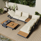 Lior Outdoor Sofa SetBeige / Full Set (L-Shape Sofa + Coffee Table)