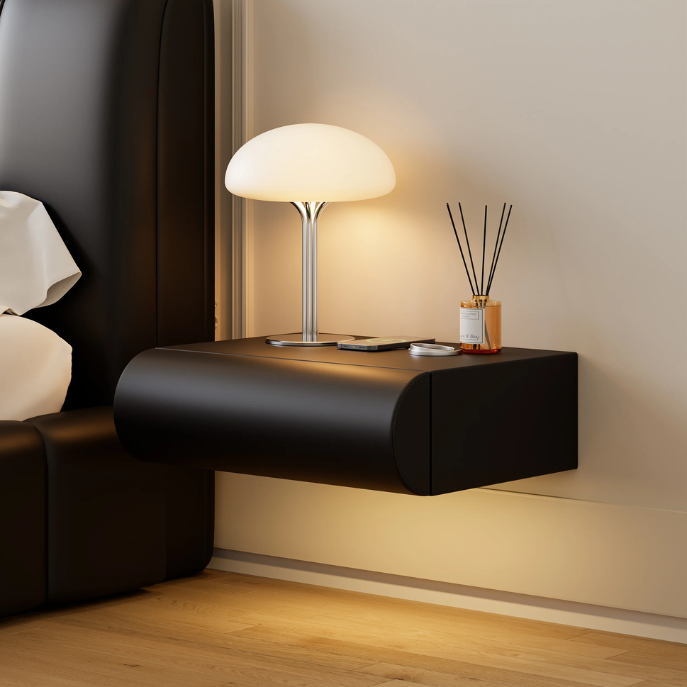 Loria Wall-Mounted Drawer NightstandSingle | Black | RAL 9011