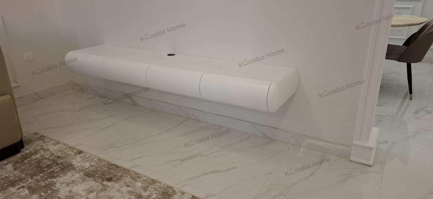 white tv unit with storage