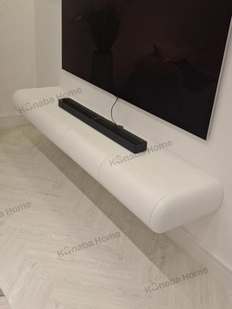 white floating tv unit at a customer's location