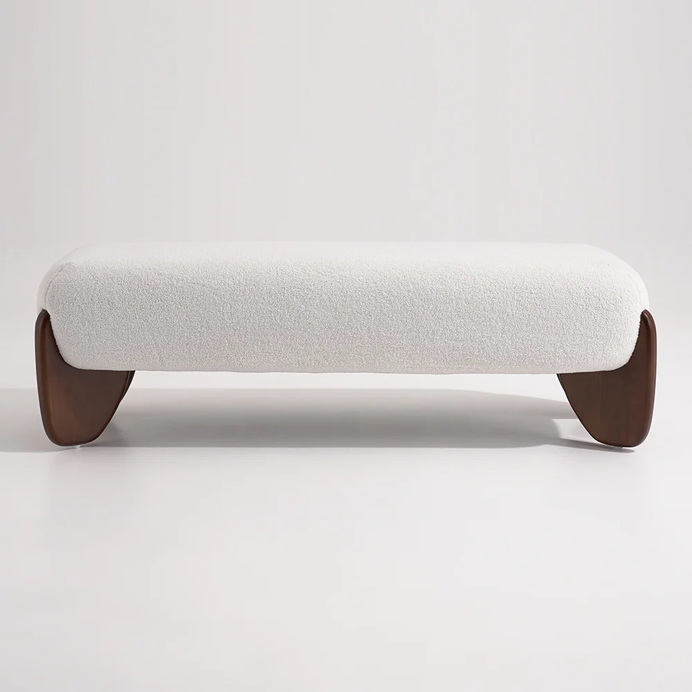 White Boucle Bench 
