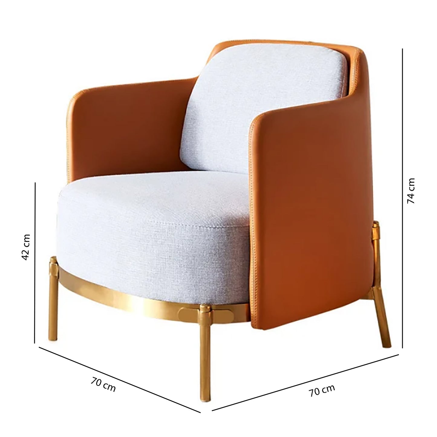 Gold Armchair with Golden leg Dimension