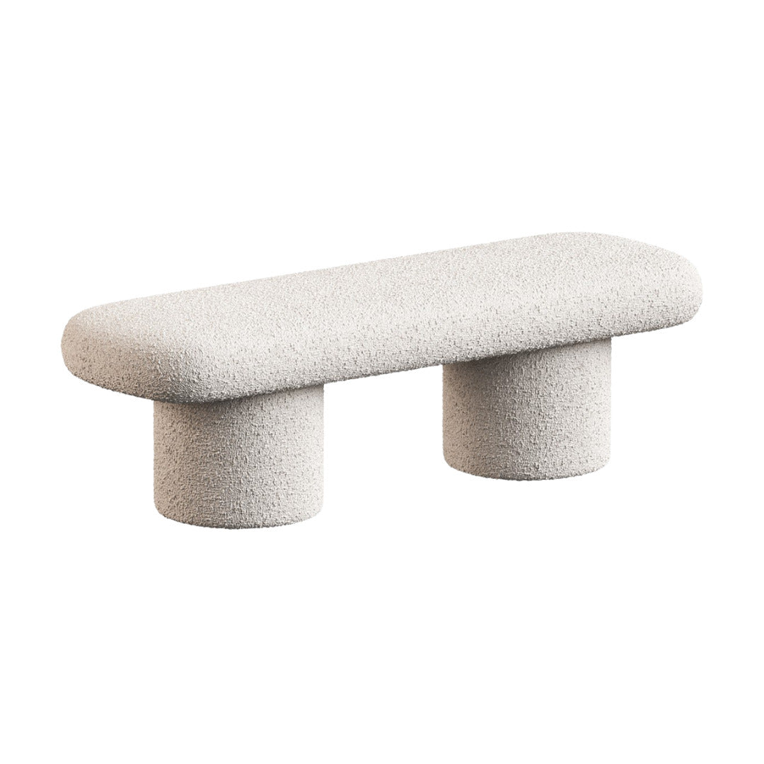 White Boucle Bench