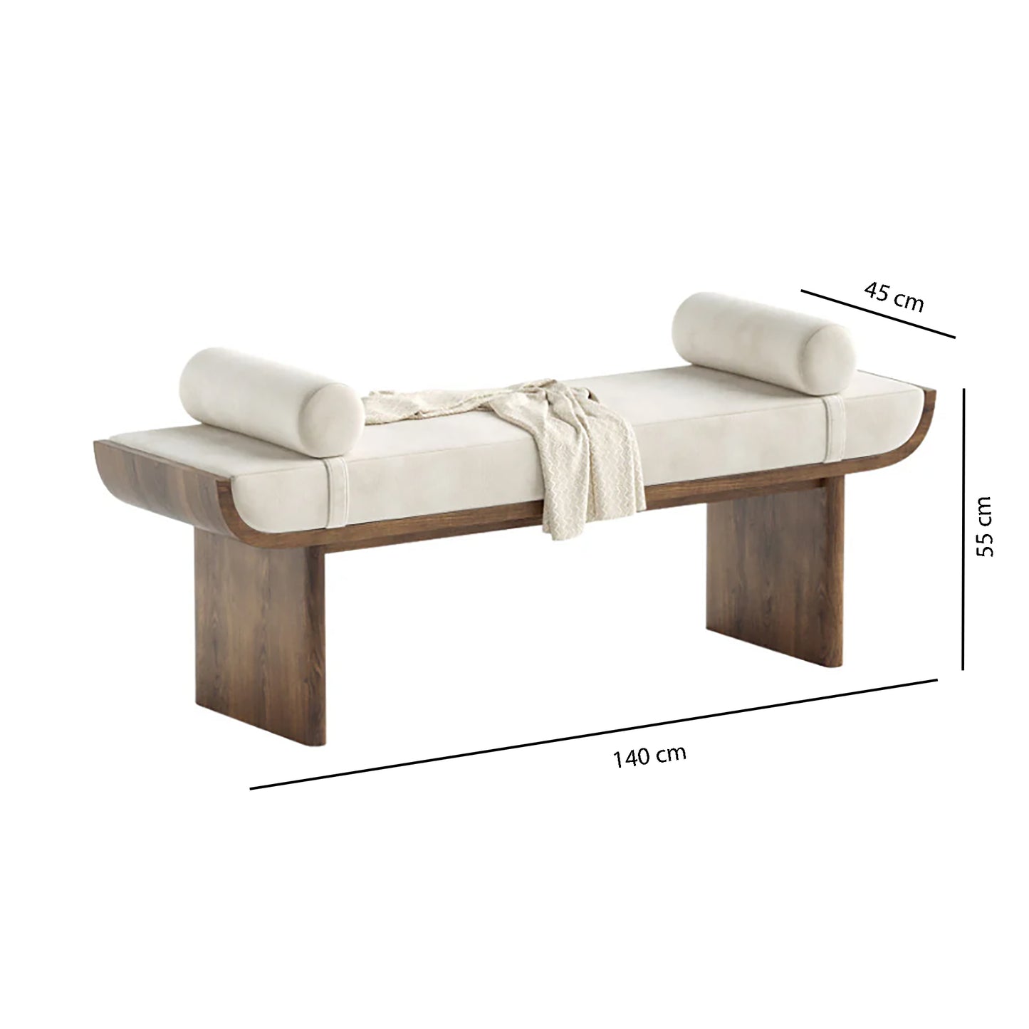 Off White Velvet Bench Dims