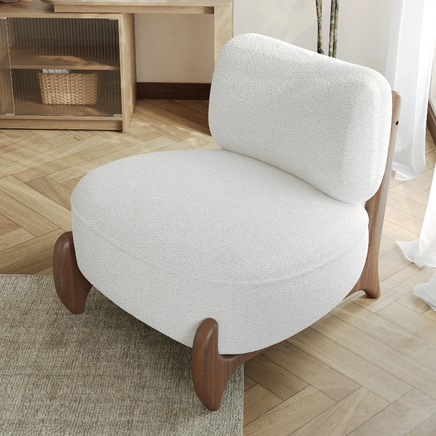White Armless accent chair Dubai 