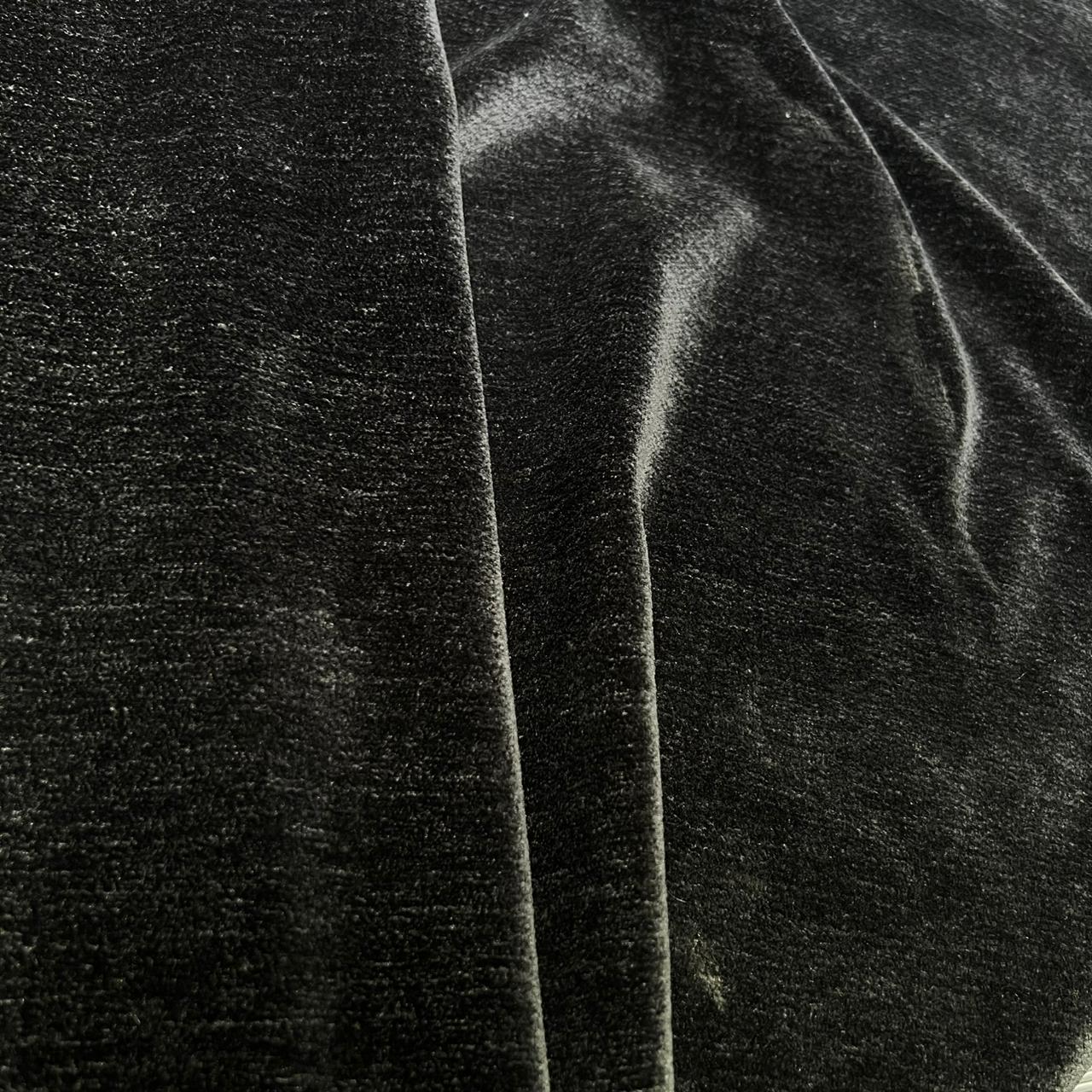Close-up of black velvet fabric with folds