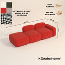 Switch Red sofa with dimensions and material details on a beige background 2 image