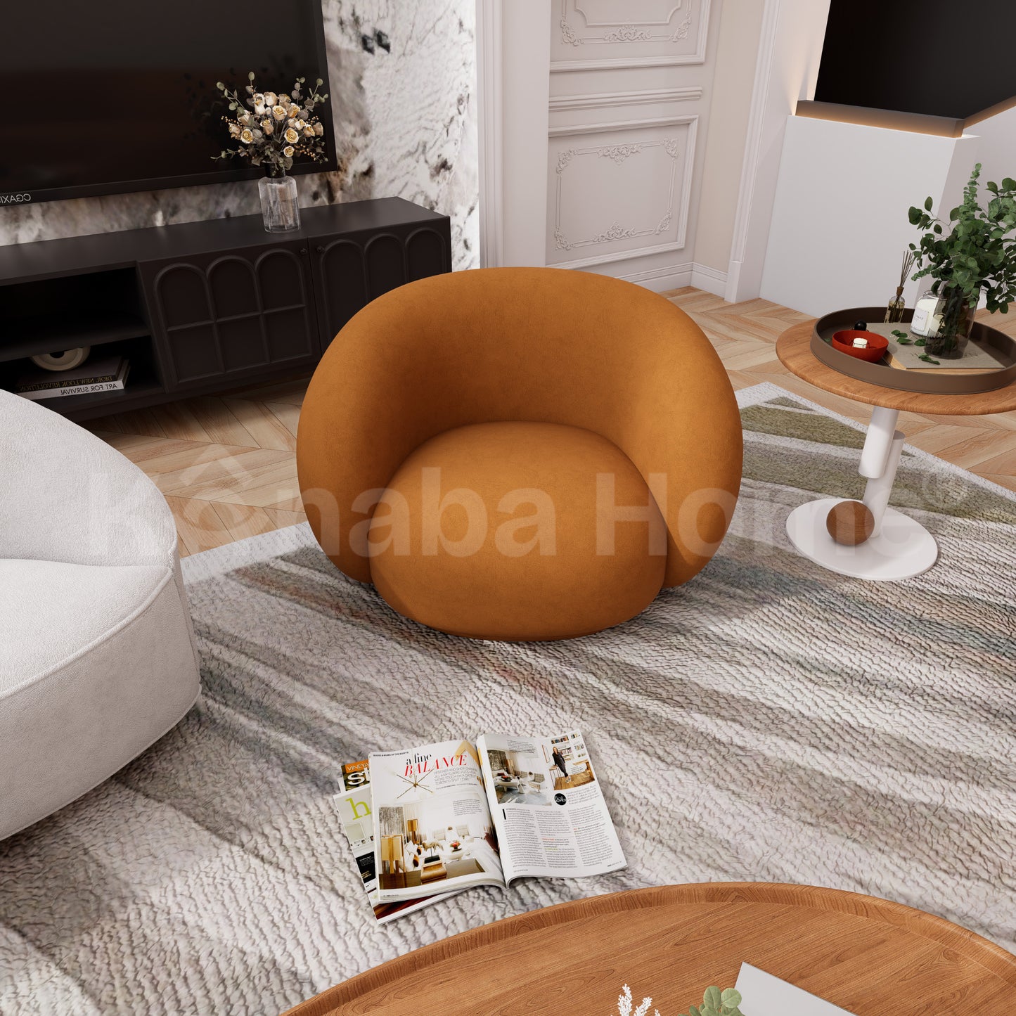 Orange Velvet Armchair 