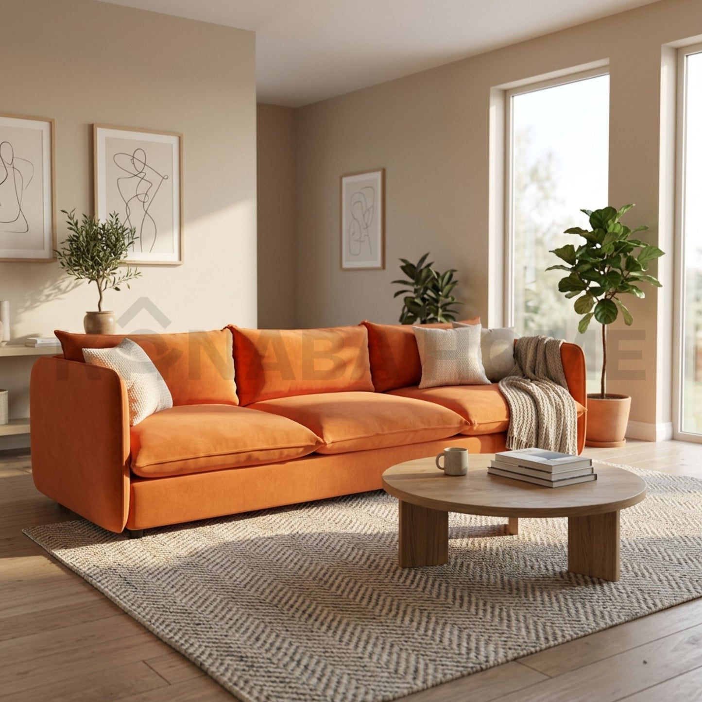 Mallow Sofa-Solid wood construction- 3 Seater, Sofa Dxb- Kanaba Home