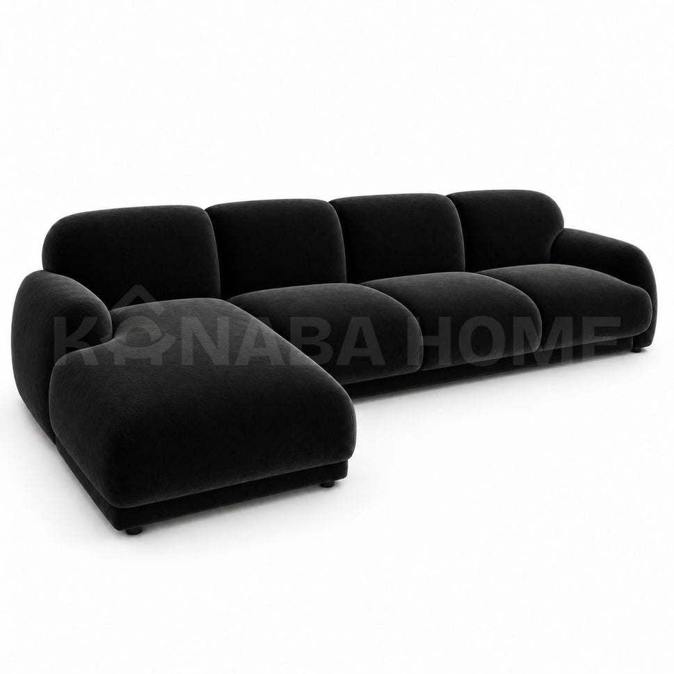 Marshmallow L Shape SofaBLACK (ANC 1008-81) / Facing Left L Shape