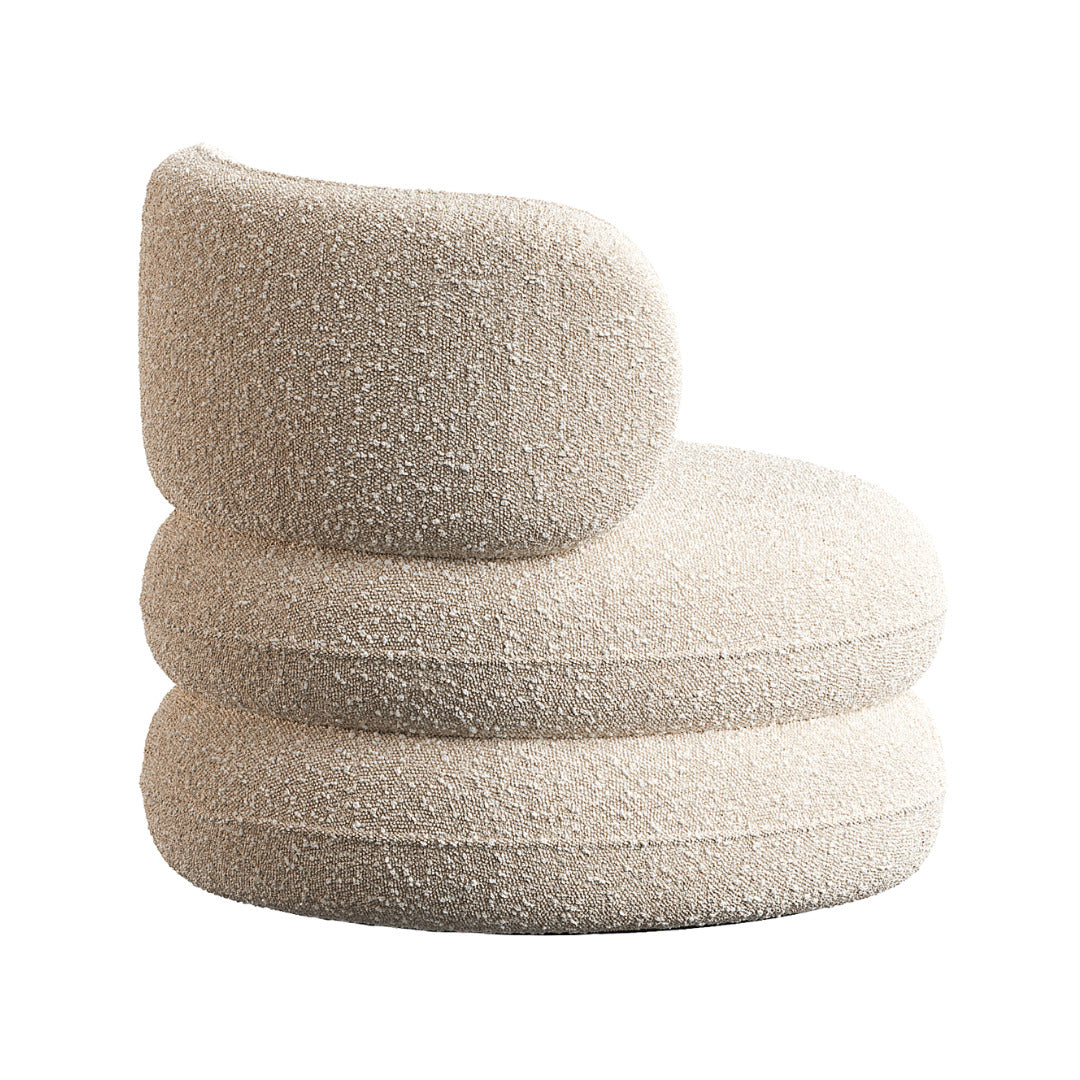 Modern White Boucle Accent chair 