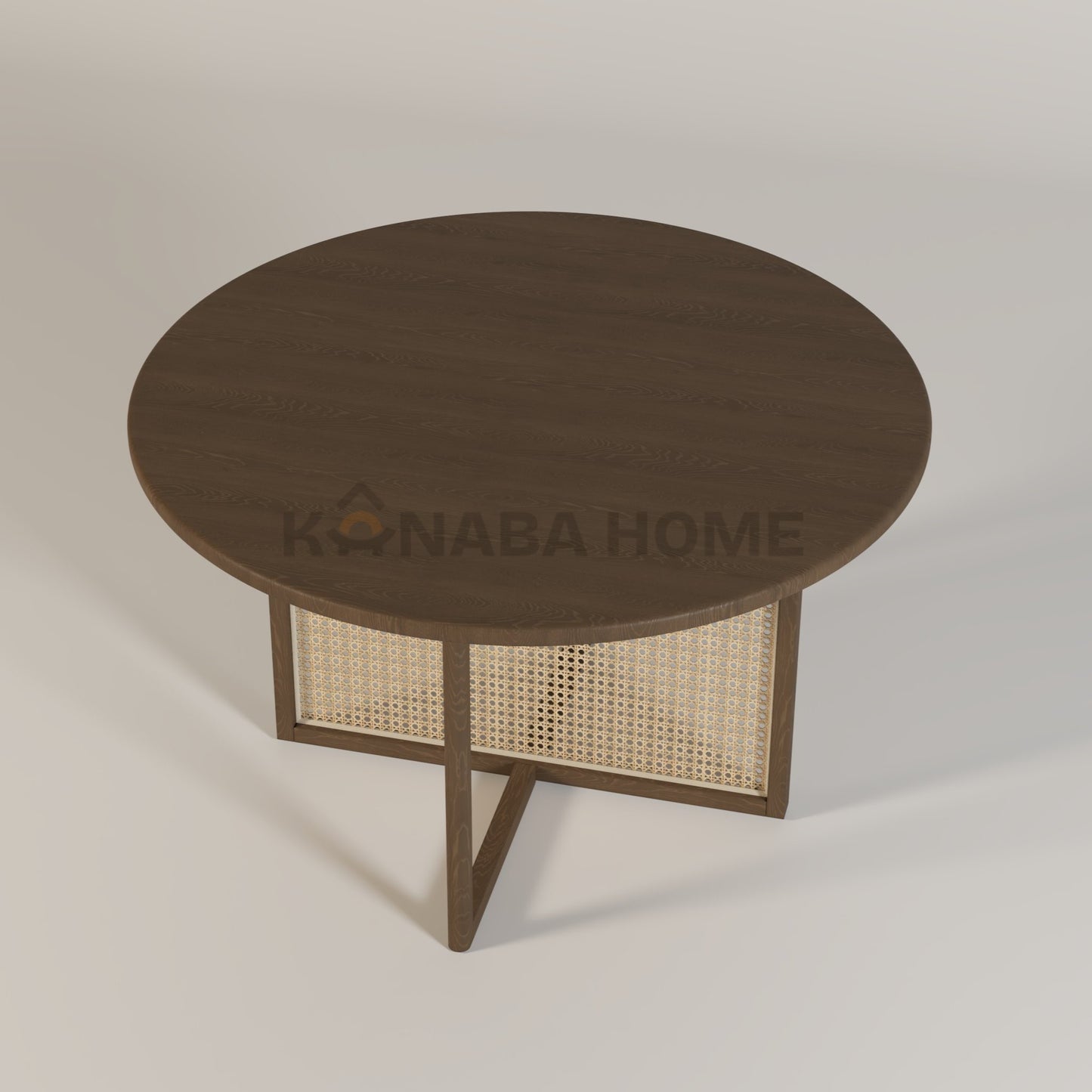 dark dining table in rattan style