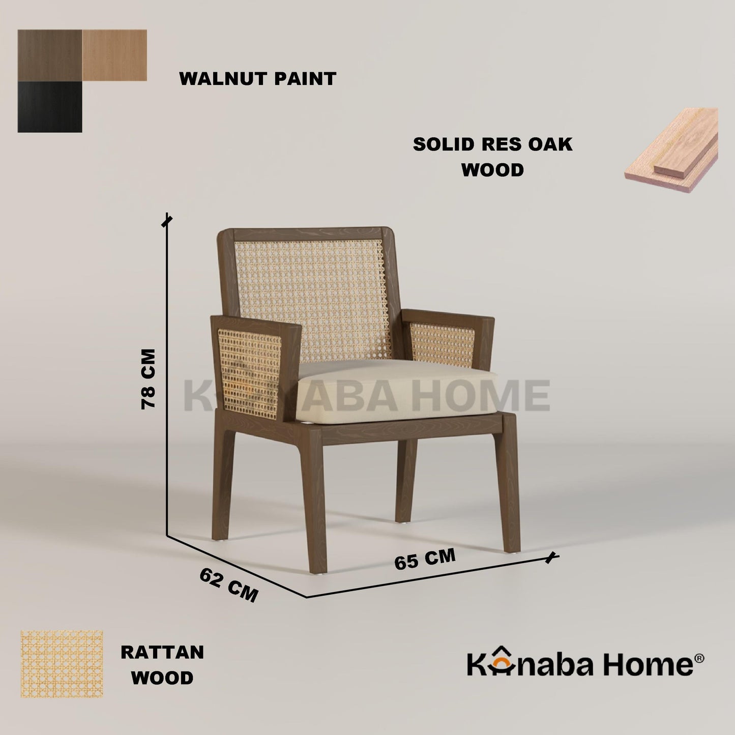 rattan chair dimensions and material