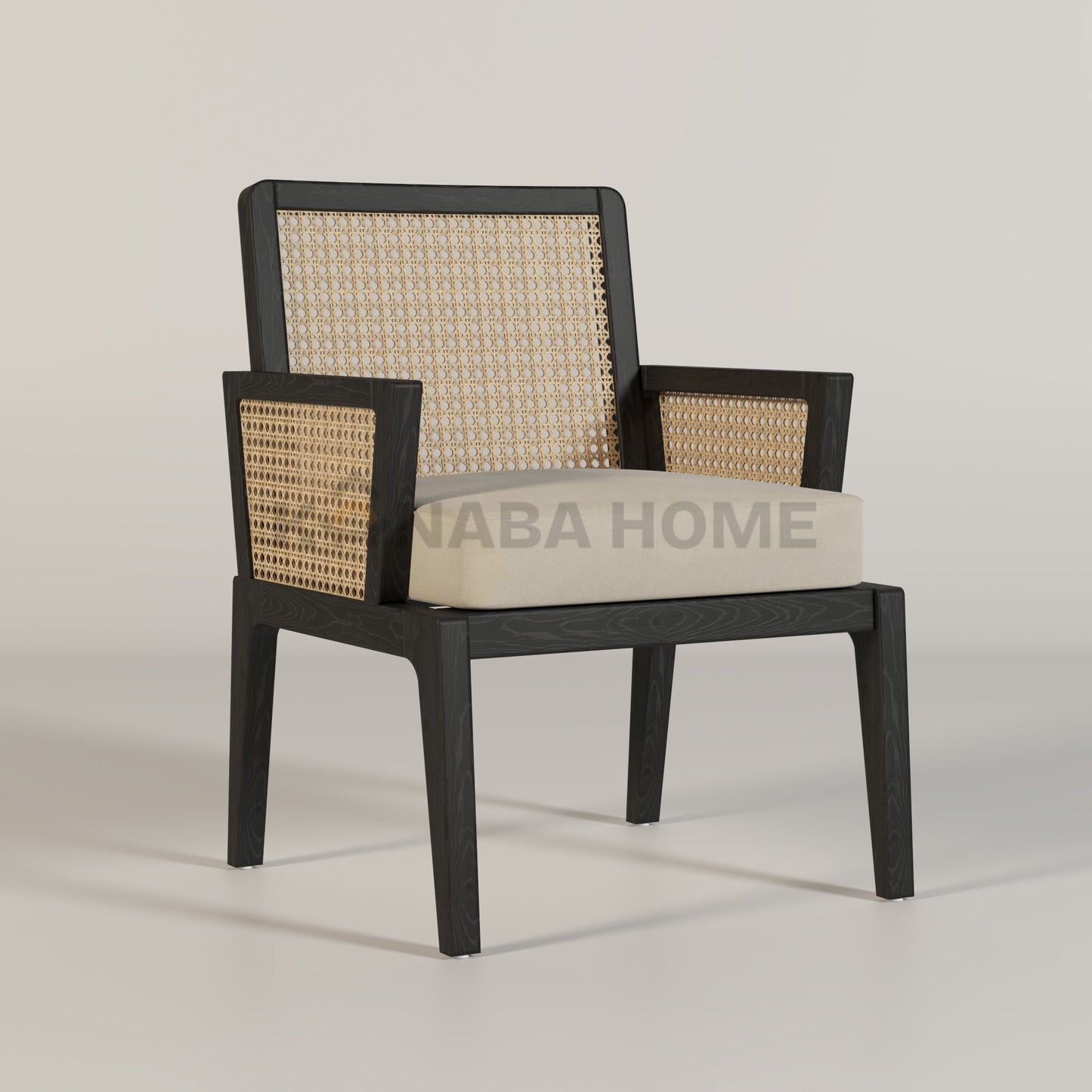 black and beige rattan chair in dubai