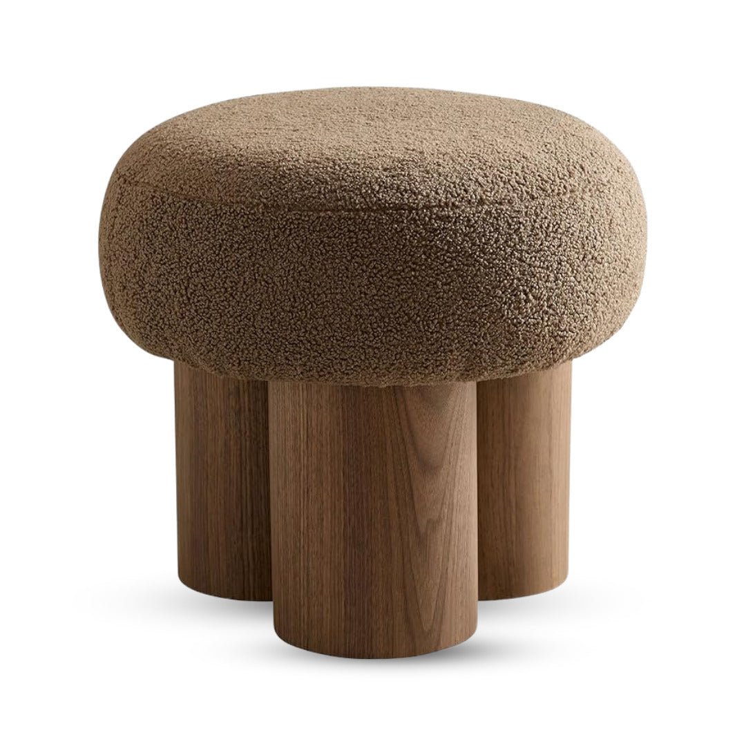 Brown Boucle Vanity Stool