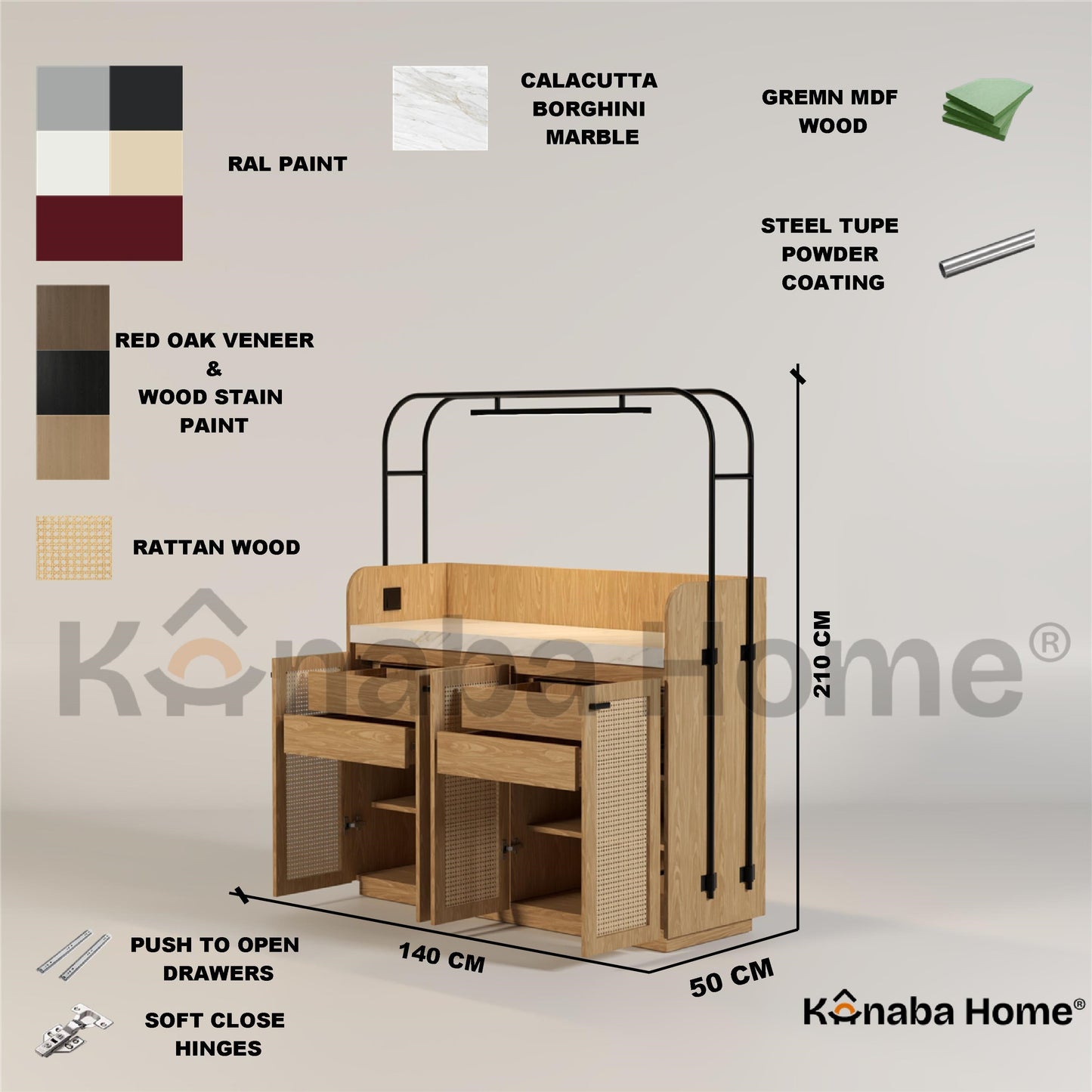 rattan wood coffee table bar dimensions and materials