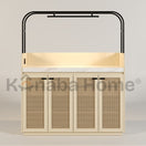 ORBIX Coffee Bar and Storage Serving TableBEIGE (RAL 1015 & CALACUTTA BORGHINI & RATTAN WOOD)