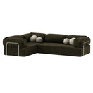 Oriva L-Shaped Sofa BedDark Green | With Square Cushions / Facing Left L-Shape