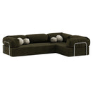 Oriva L Shape Sofa BedDark Green | With Square Cushions / Facing Right L-Shape