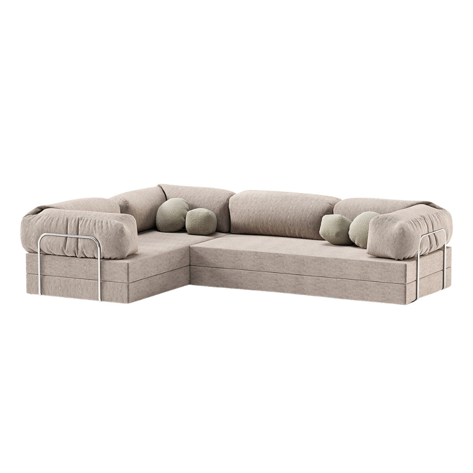 Oriva L Shape Sofa BedDusty Grey | With Square Cushions / Facing Left L-Shape