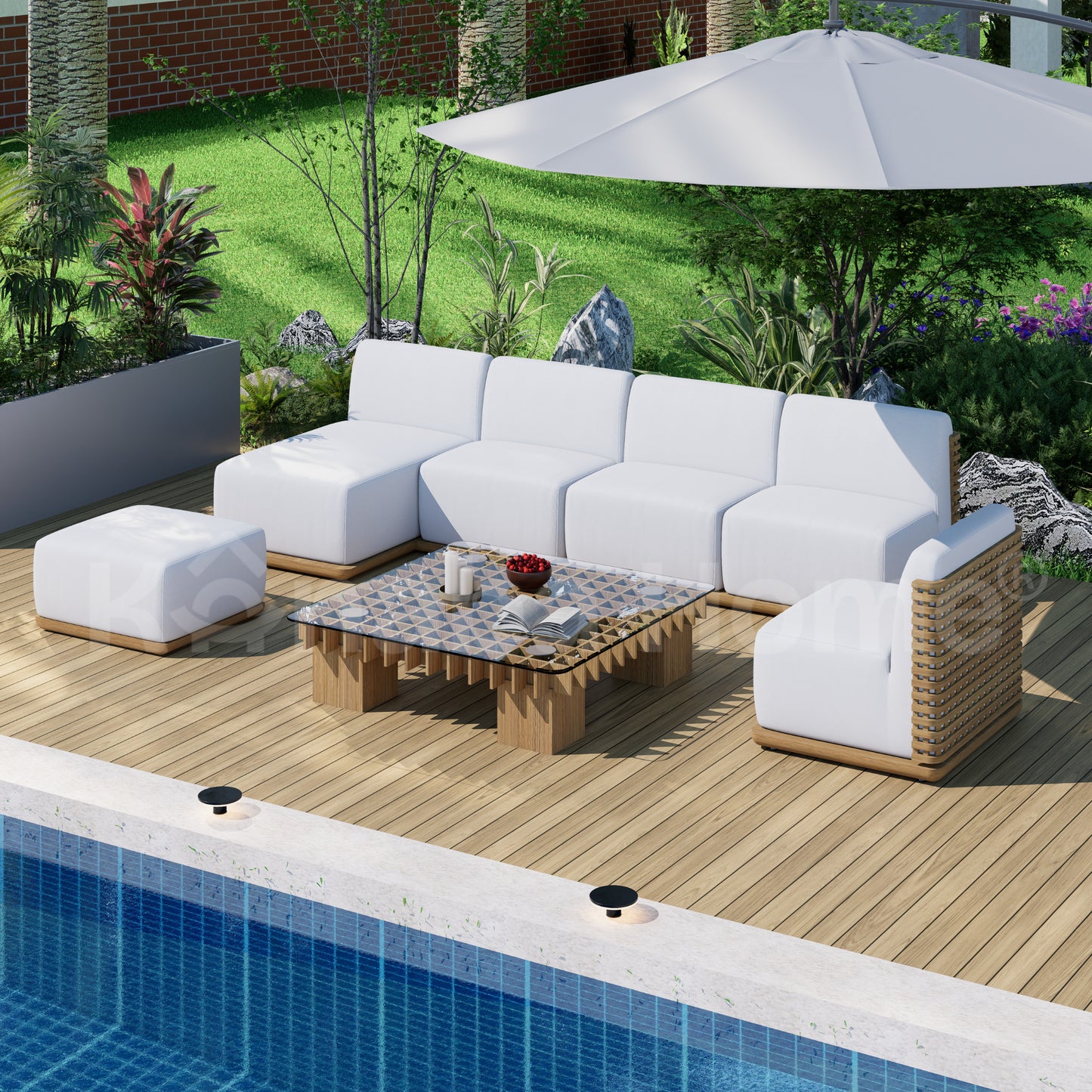 Outdoor Sofa Set for 6 person made with solid meranti wood