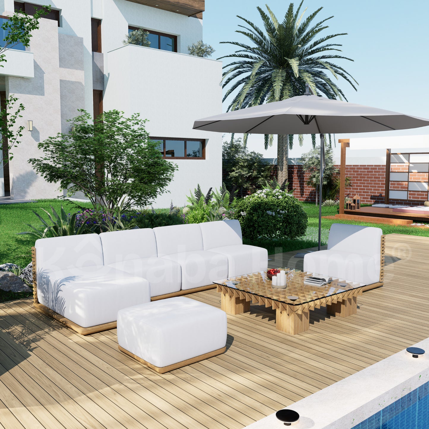 Outdoor Sofa Set with square table