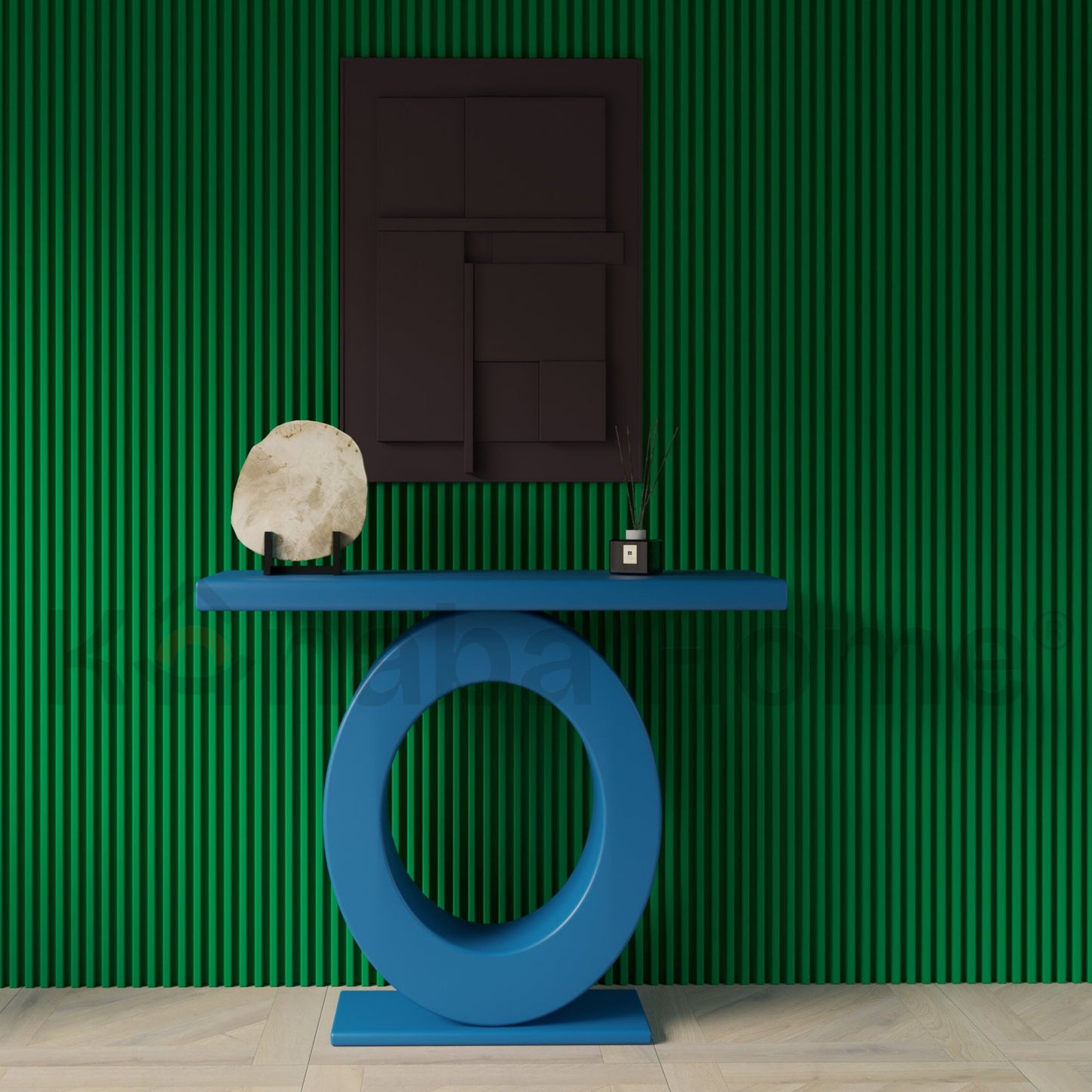 Ovalo Console-German MDF wood &  bendy plywood-Sculptural circular pedestal base- Kanaba Home