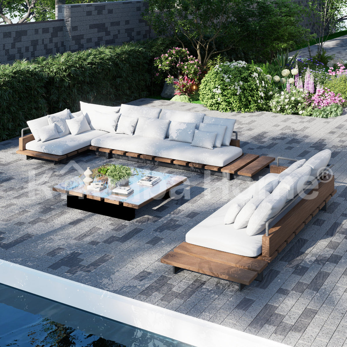 Outdoor L Shape Sectional Sofa with Revo Outdoor Sofa Set 