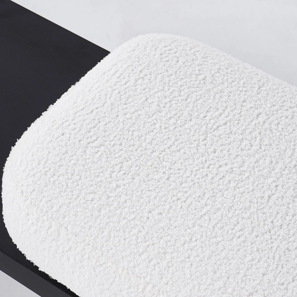 White & Black Boucle Bench 